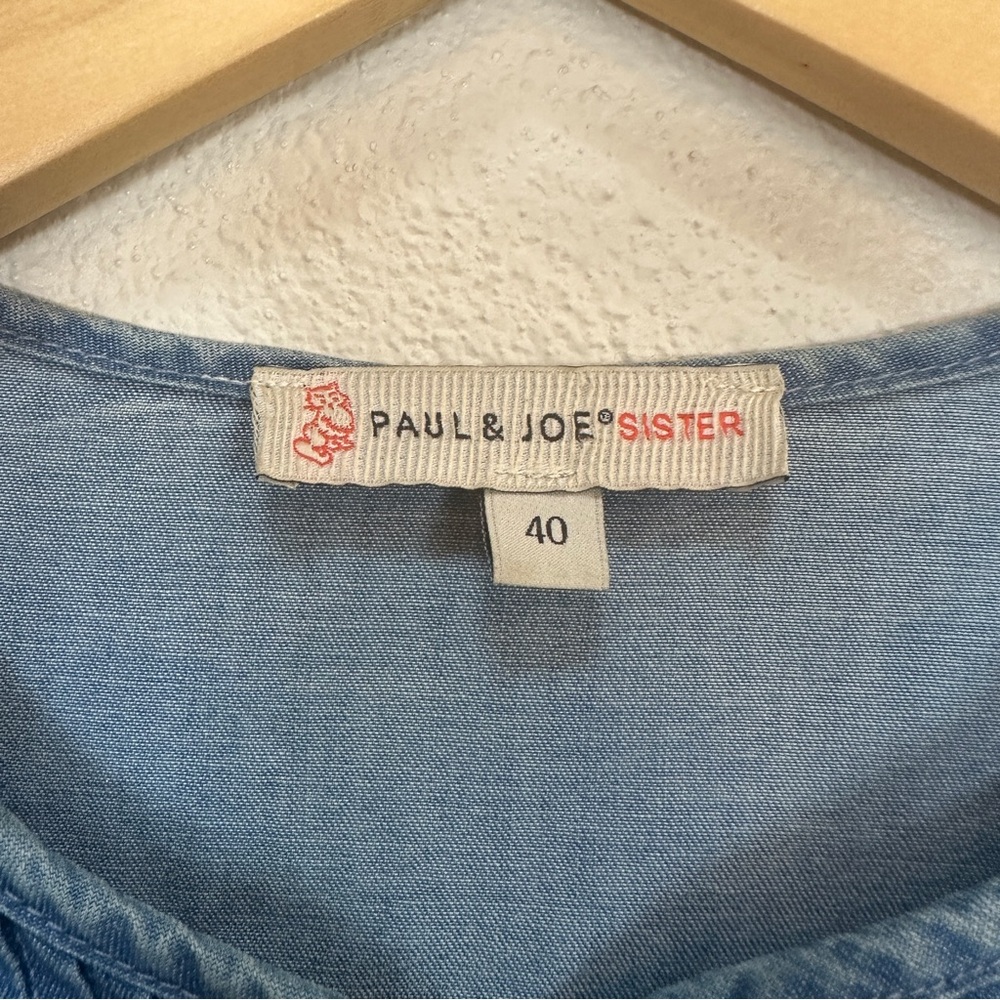 Paul & Joe Sister Chambray Blue Denim Batignole Dress Women’s Sz 8 US - Picture 4 of 9